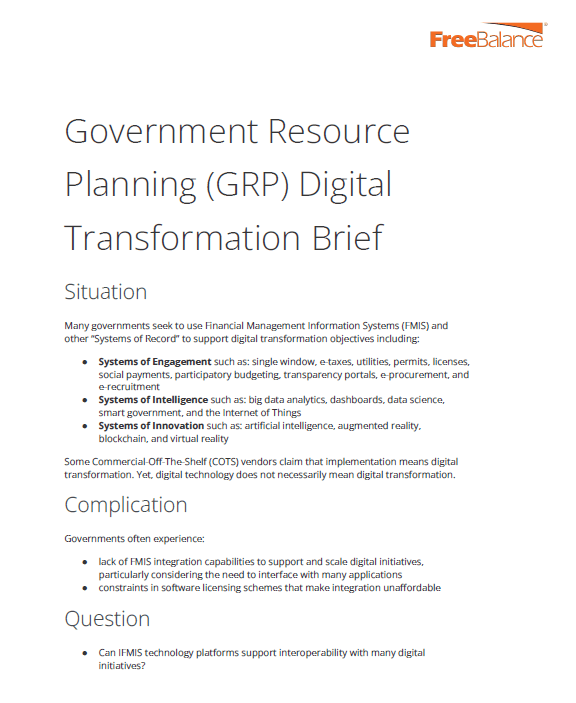 Government Resource Planning (GRP) Digitale Transformatie Brief